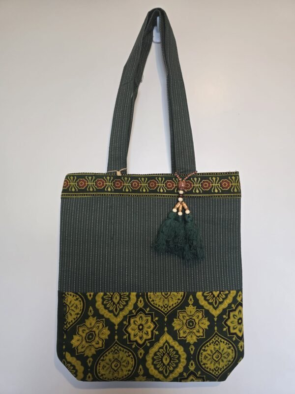 Handcrafted Block-Printed Cotton Tote Bag – 6 Vibrant Colors - Image 4