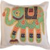 Handcrafted Elephant Embroidered Cushion Cover – 6 Vibrant Colors - Image 2