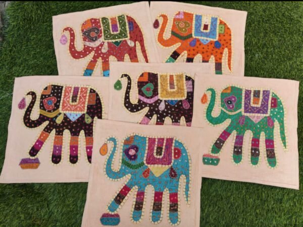 Handcrafted Elephant Embroidered Cushion Cover – 6 Vibrant Colors - Image 6